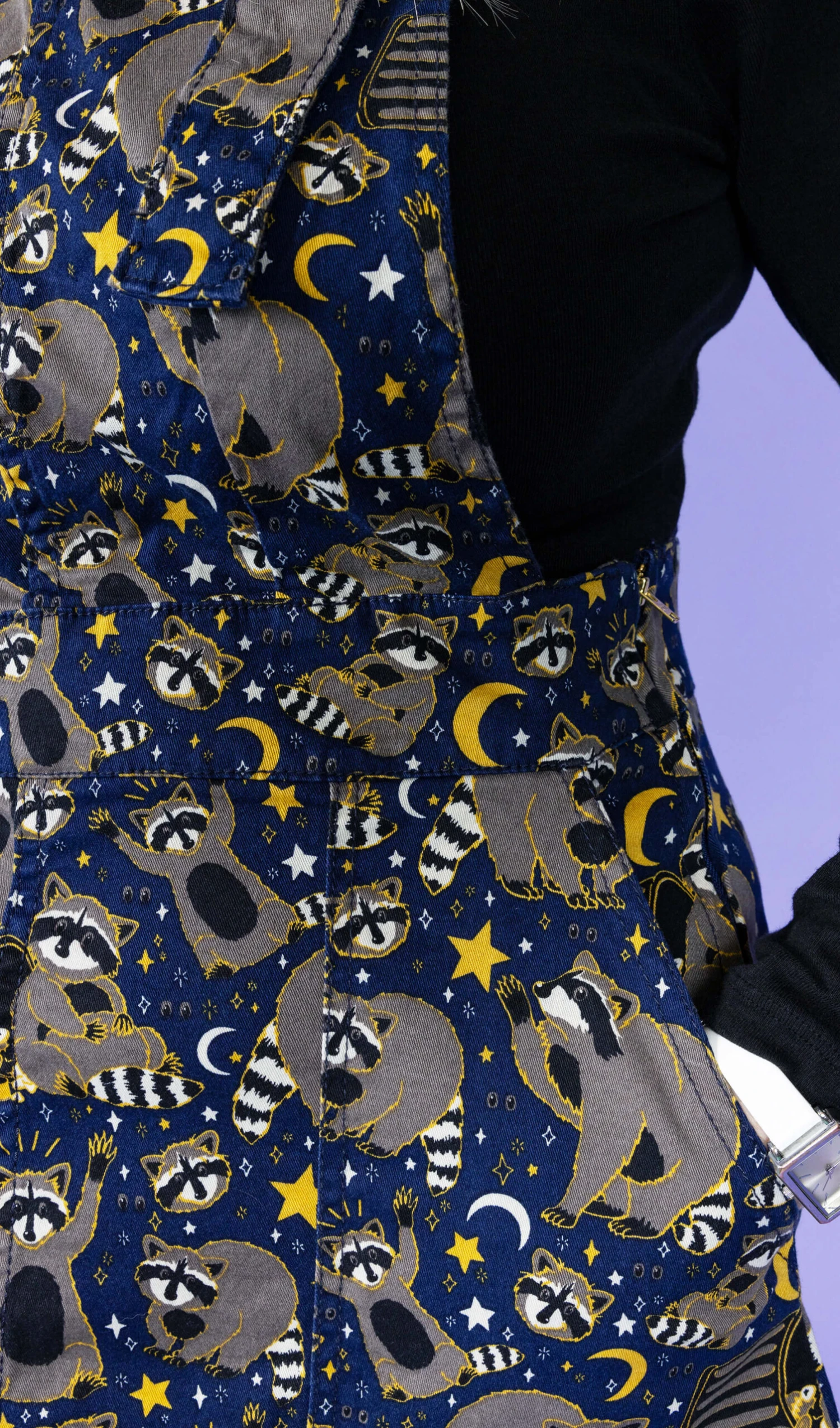 Trash Pandas Racoon Stretch Twill Pinafore Dress - Run & Fly 6 Trash Pandas Racoon Stretch Twill Pinafore Dress - Run & Fly - Image 4